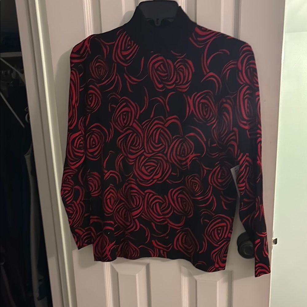 Floral Black and Red Women's Top